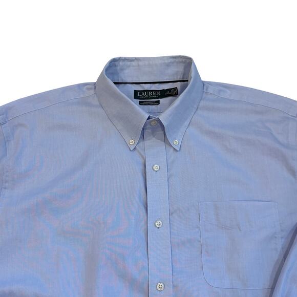 Lauren Ralph Lauren Dress Shirt Mens 18 Blue Classic Fit Stretch Long Sleeve - Picture 3 of 9